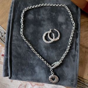 Silver necklace with matching ear rings